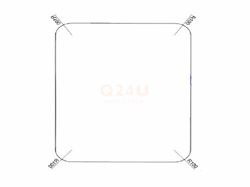 Chauffage de miroir carré 940 x 940 mm - 230 Volt - angle arrondi 100mm - 230 Volt
