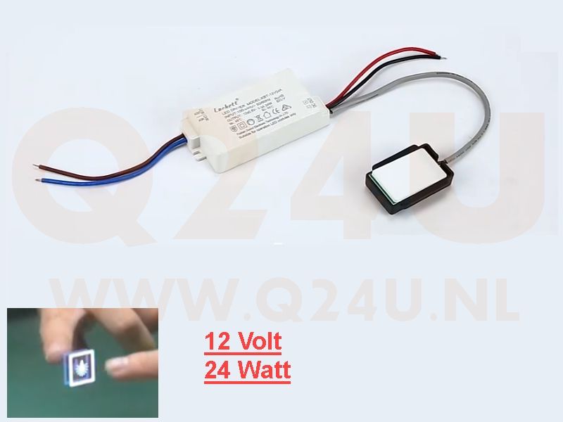 Corbett KBT-12V24A Driver LED 12V 24W avec interrupteur tactile – Alimentation LED dimmable pour miroir lumineux